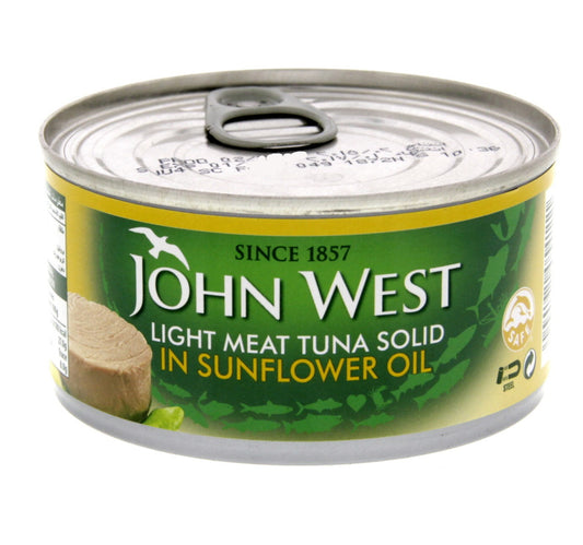 جون ويست، لحم تونة خفيف، صلب في زيت دوار الشمس، 170 جم