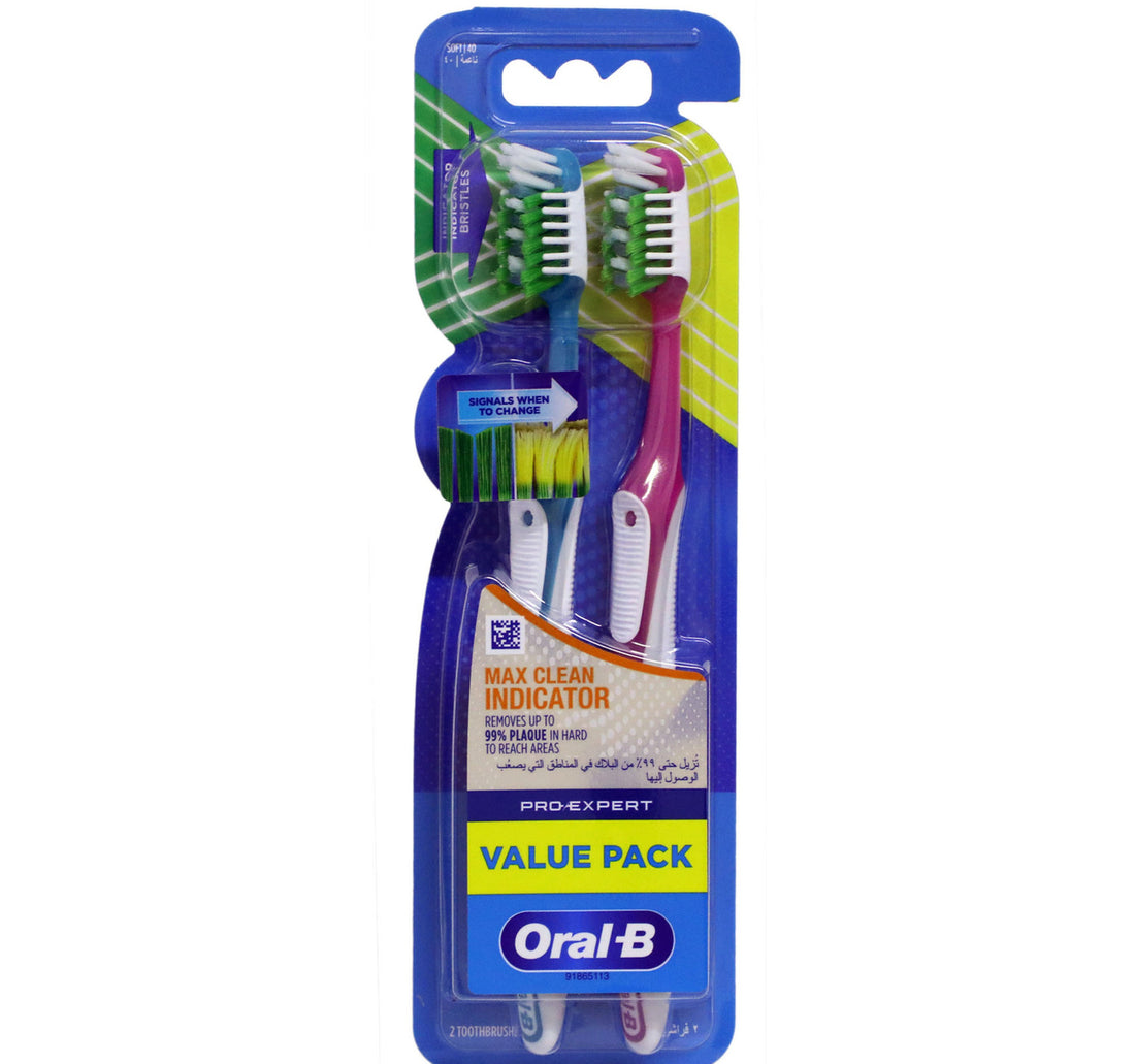 فرشاة أسنان أورال بي ماكس كلين إنديكيتور برو إكسبيرت - عبوة قيمة - قطعتين