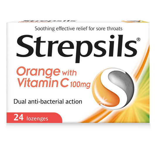 ستربسلز لتخفيف التهاب الحلق بالبرتقال ٢٤ قطعة
