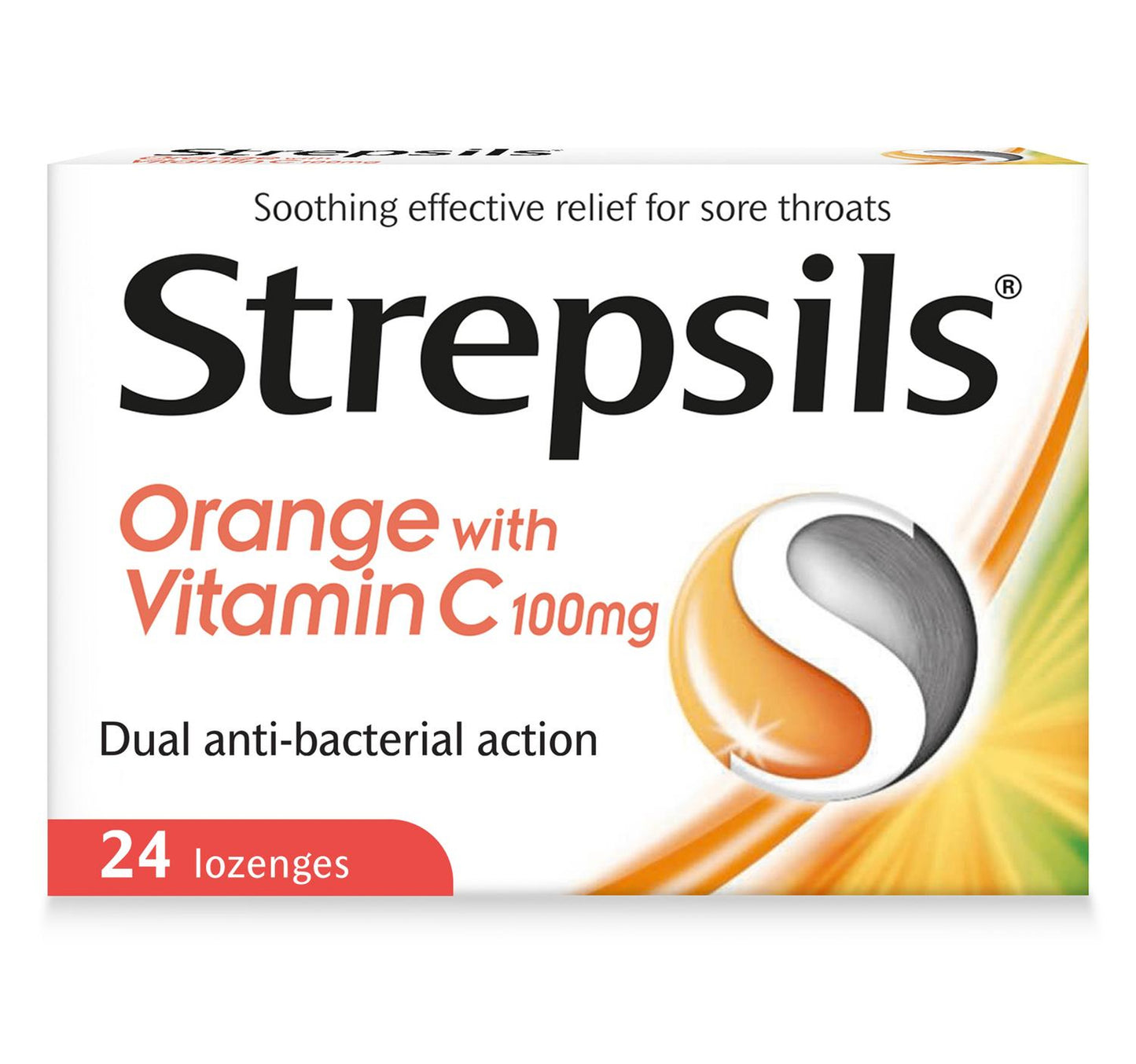 ستربسلز لتخفيف التهاب الحلق بالبرتقال ٢٤ قطعة