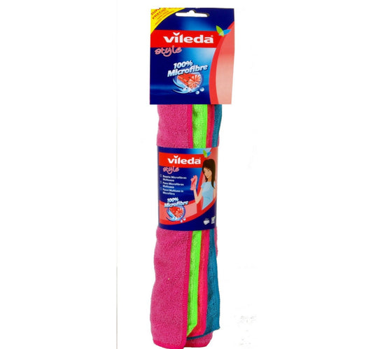 Vileda Style Microfiber Cloth All Purpose Multi Color Cleaning Cloth 4 pcs