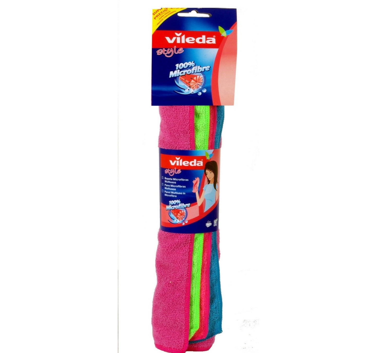 Vileda Style Microfiber Cloth All Purpose Multi Color Cleaning Cloth 4 pcs