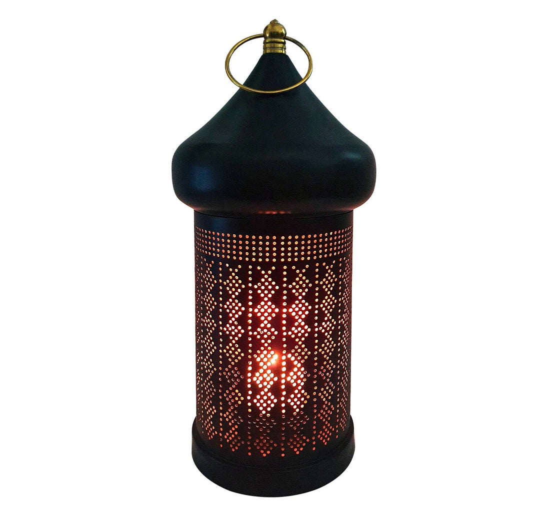 Maple Leaf Decorative Metal Fanoos Candle Holder Lantern L17xW17xH39cm