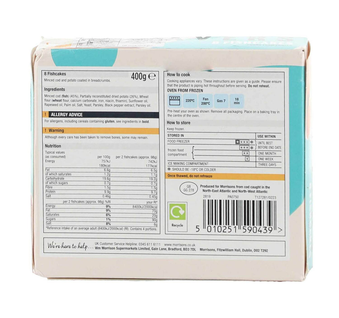 Morrisons Savers 8 Fishcakes 400 g