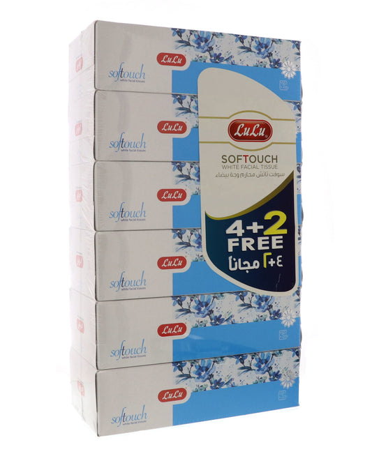 LuLu Softouch White Facial Tissue 2ply 6 x 150 Sheets