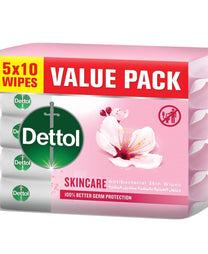 مناديل ديتول للعناية بالبشرة المضادة للبكتيريا، 5 × 10 قطع