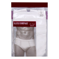 Elite Comfort Cotton Men's Brief, L, 3 pcs, White, ELXBW