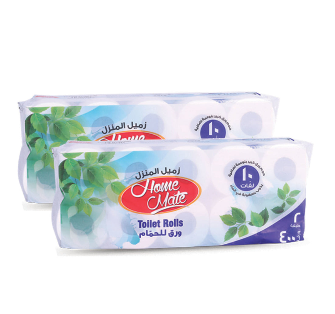 Home Mate Toilet Rolls 2Ply 10x400Sheets 2 pcs