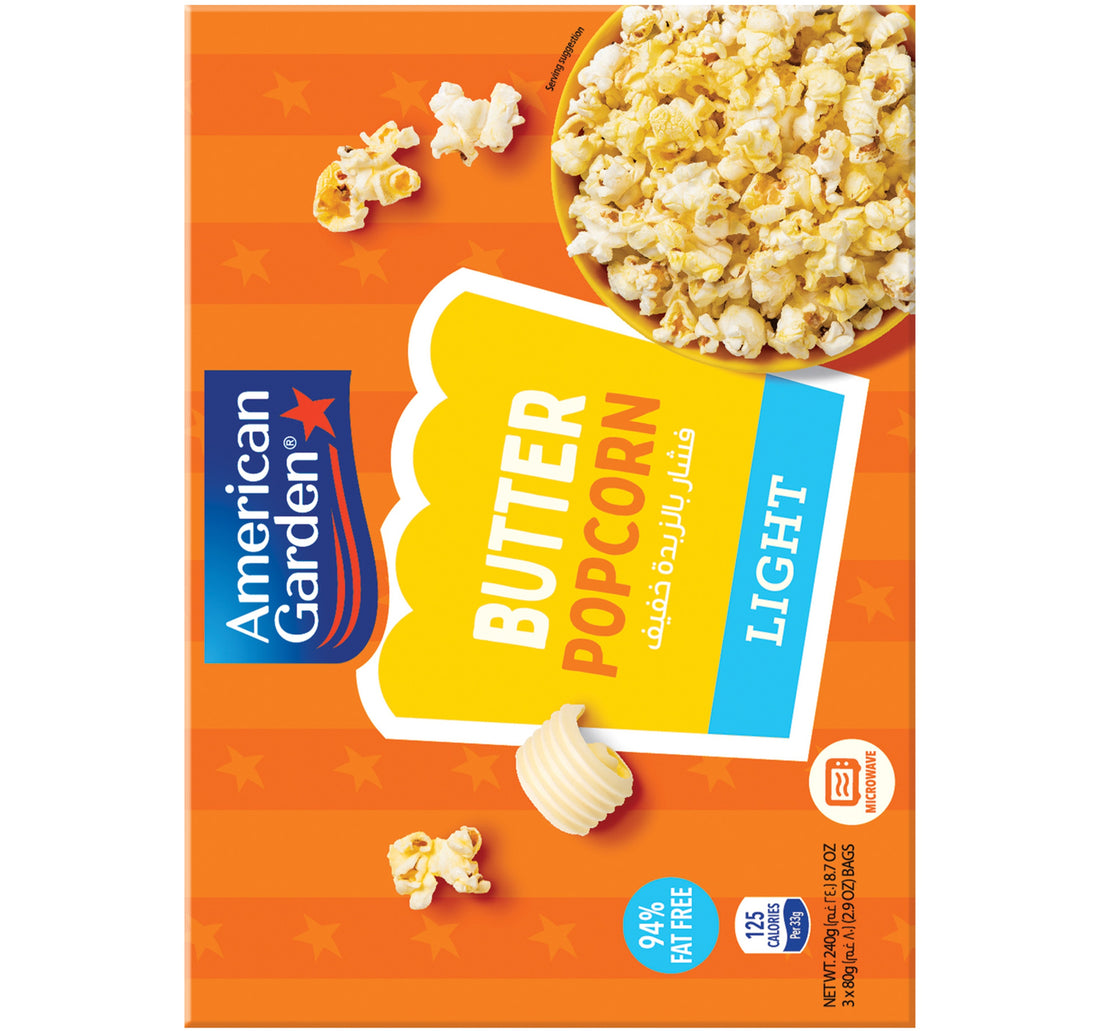 American Garden Gluten Free Microwave Butter Popcorn Light 240 g