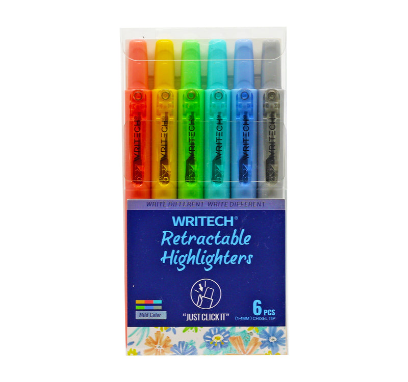 Writech Retractable Highlighter 6pcs