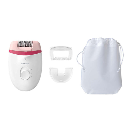 ماكينة إزالة الشعر الكهربائية المدمجة ساتينيل إسينشال من فيليبس، باللون الأبيض، BRE255/00