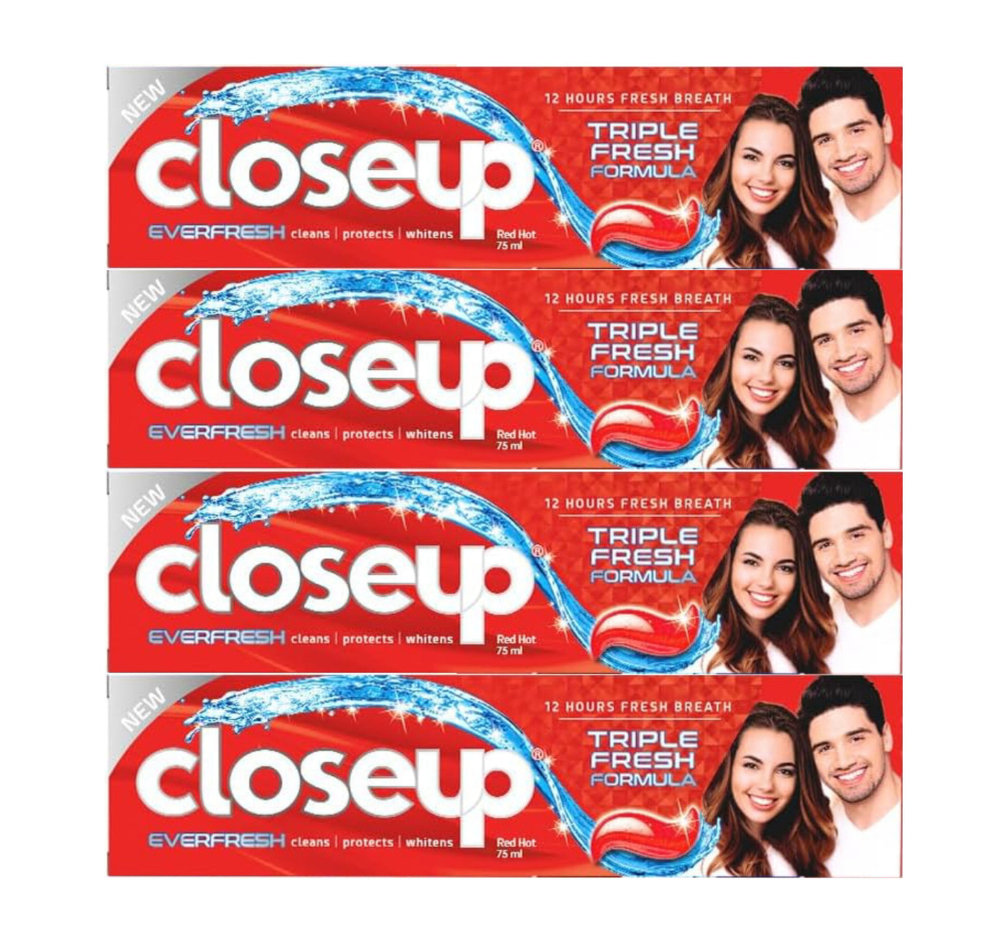 Closeup Triple Ever Fresh Red Hot Toothpaste 4 x 75 ml