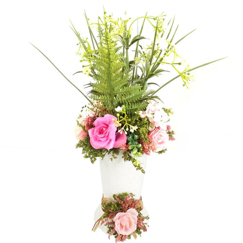 Maple Leaf Artificial Decor Dried Flower, Rose Garden in Galaxy Planter E725, 15x15x38cm Assorted Designs