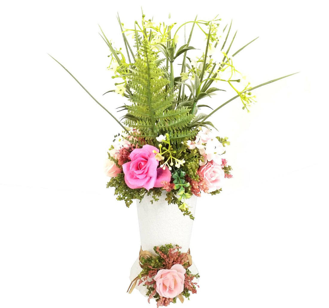 Maple Leaf Artificial Decor Dried Flower, Rose Garden in Galaxy Planter E725, 15x15x38cm Assorted Designs