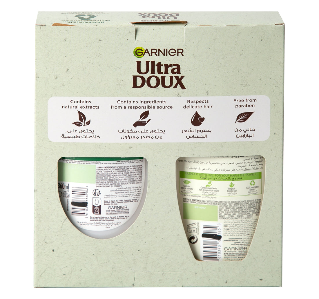 Garnier Ultra Doux Nurturing Almond Milk Shampoo 400 ml + Conditioner 360 ml