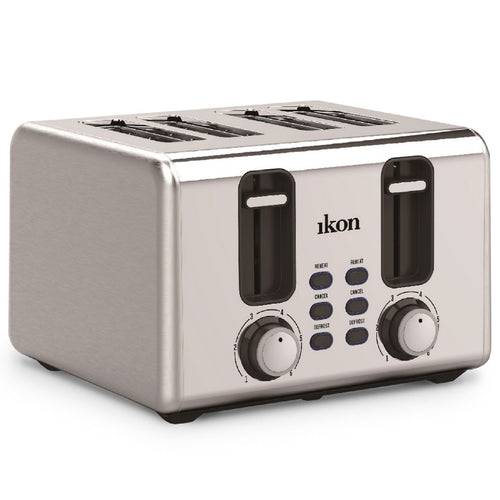 Ikon 4 Slice Bread Toaster, 1350-1600 W, Stainless Steel, IK-CBT04
