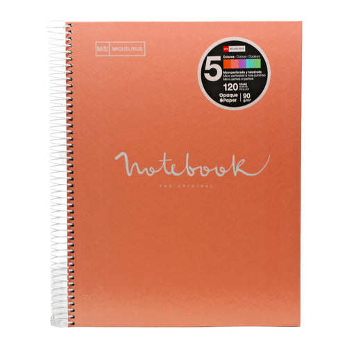 Miquelrius Notebook Spiral 5 Subject A4 120 Sheets 48566-55 Assorted