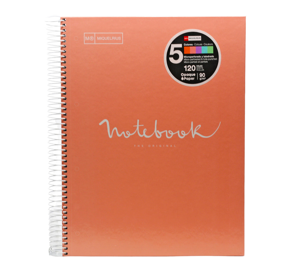 Miquelrius Notebook Spiral 5 Subject A4 120 Sheets 48566-55 Assorted