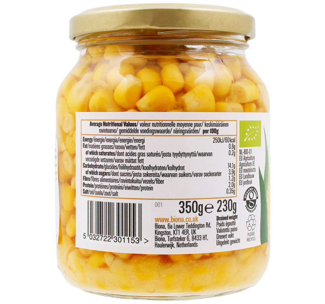 Biona Organic Sweetcorn In Water 350 g