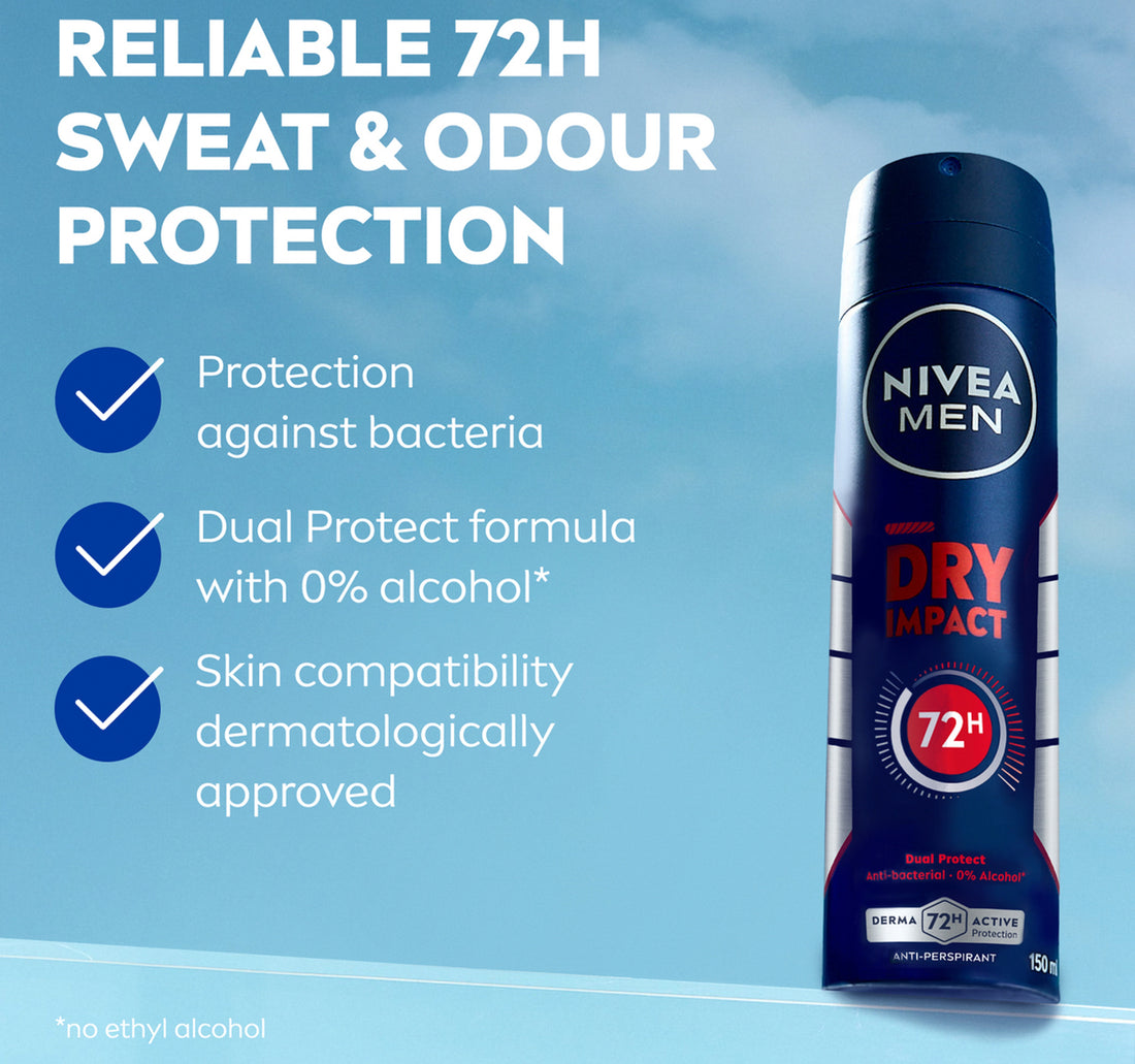 Nivea Men Dry Impact Anti-Perspirant Deodorant for Men with 72H Protection Spray 200 ml
