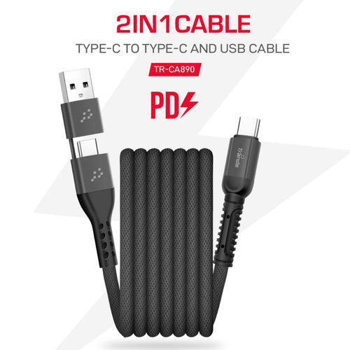 Trands 2 In 1 Type-C to Type-C and USB Cable CA890