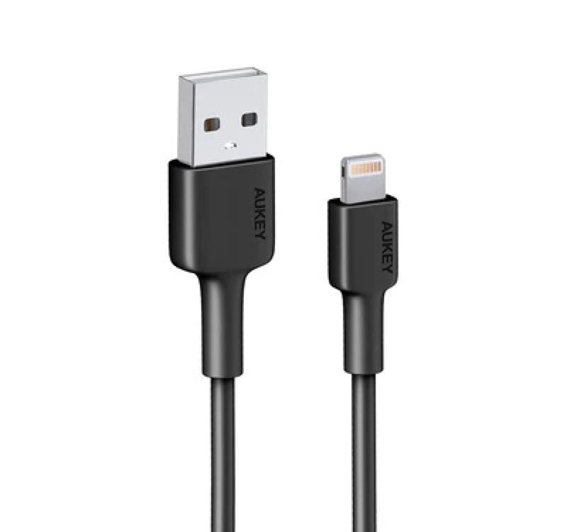 Aukey UCB-BAL7 Nylon Braided MFI USB-A to Lightning Cable 0.9m - Black