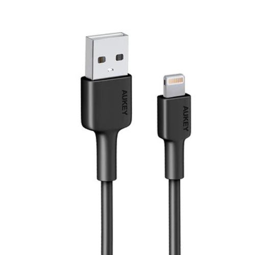 Aukey UCB-BAL7 Nylon Braided MFI USB-A to Lightning Cable 0.9m - Black