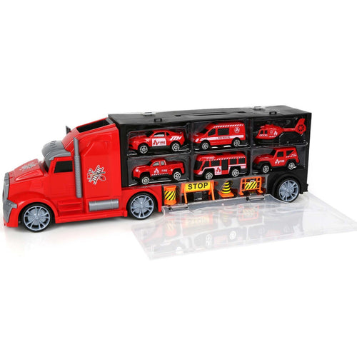 Jinjia Fire Truck Carry Case With 5 Cars 666-05K