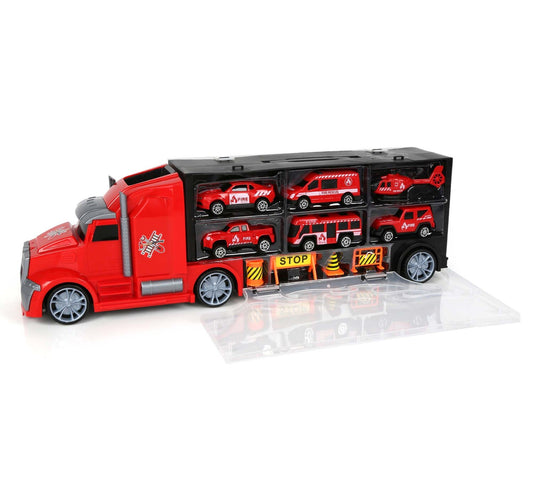 Jinjia Fire Truck Carry Case With 5 Cars 666-05K