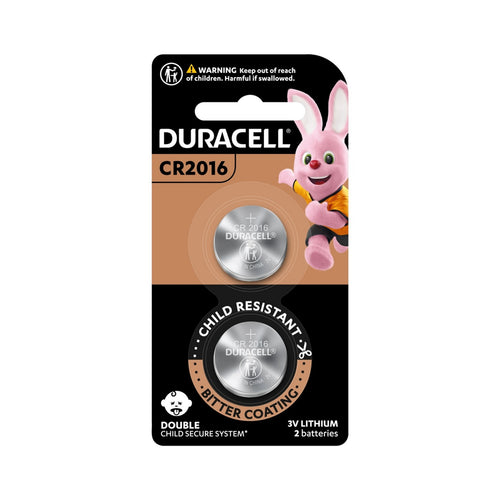بطارية ليثيوم عملة معدنية من Duracell Specialty 2016، 3 فولت، عبوة من قطعتين (DL2016/CR2016) مناسبة للاستخدام في حلقات المفاتيح، والمقاييس، والأجهزة القابلة للارتداء، والأجهزة الطبية
