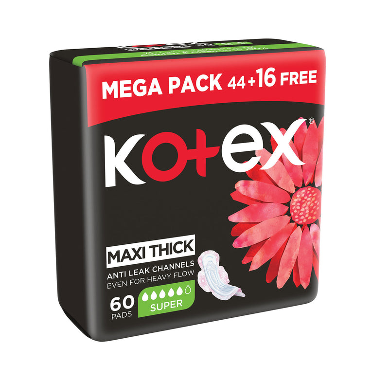 Kotex Maxi Protect Thick Super Size Sanitary Pads with Wings 60pcs