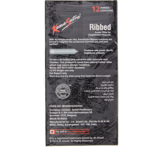 Kamasutra Ribbed Condoms 12 pcs