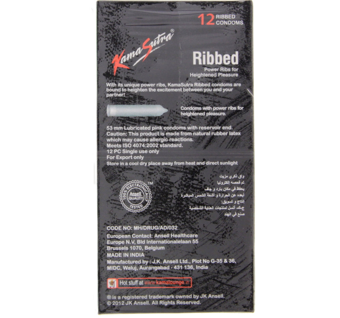 Kamasutra Ribbed Condoms 12 pcs