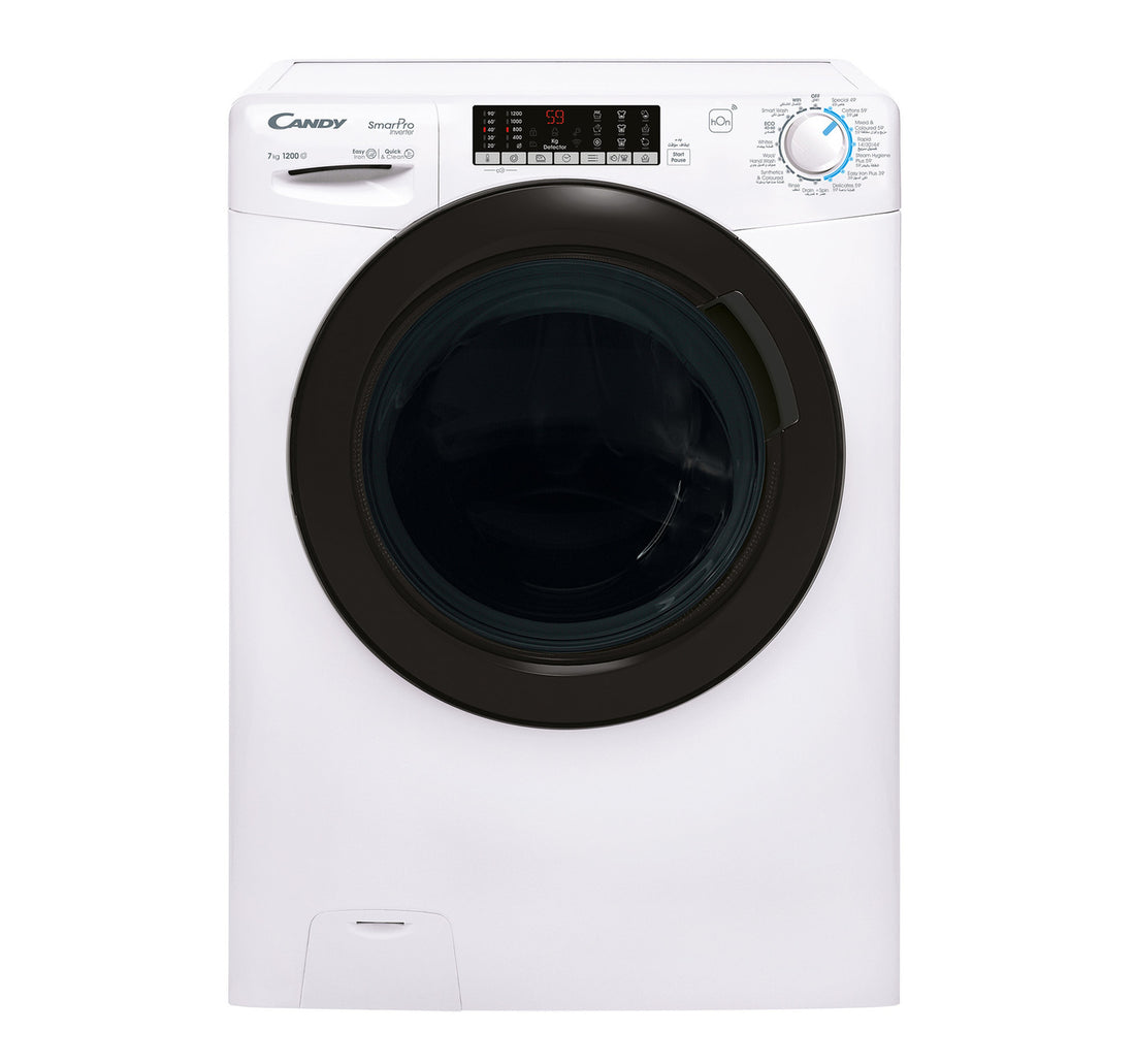 Candy Front Load Washing Machine, 7 kg, 1200 RPM, White, CSO276TWMB-19
