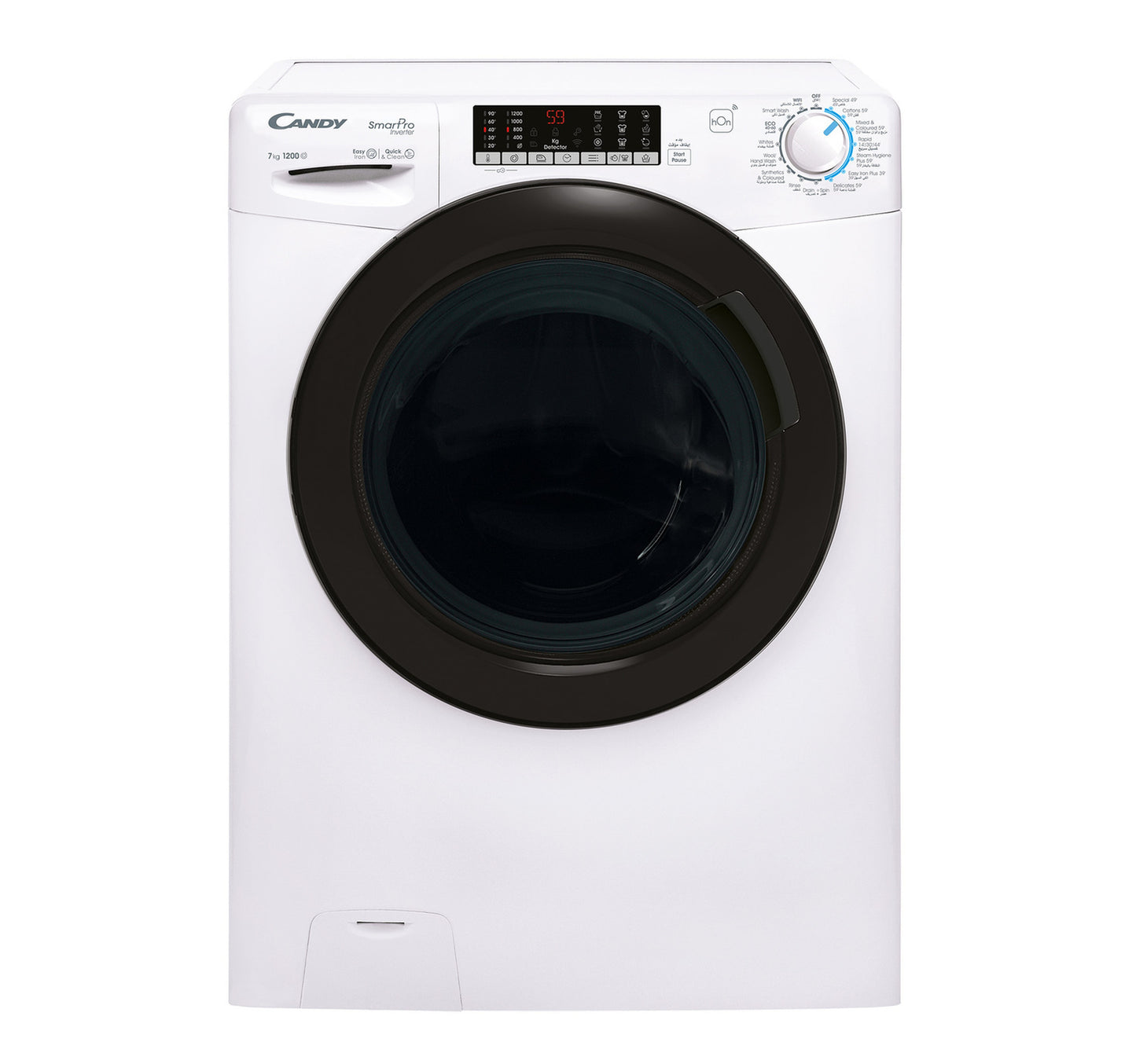 Candy Front Load Washing Machine, 7 kg, 1200 RPM, White, CSO276TWMB-19