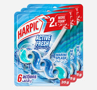 Harpic Active Fresh Water Toilet Cleaner Rim Block Marine Splash Scent Value Pack 3 x 35 g