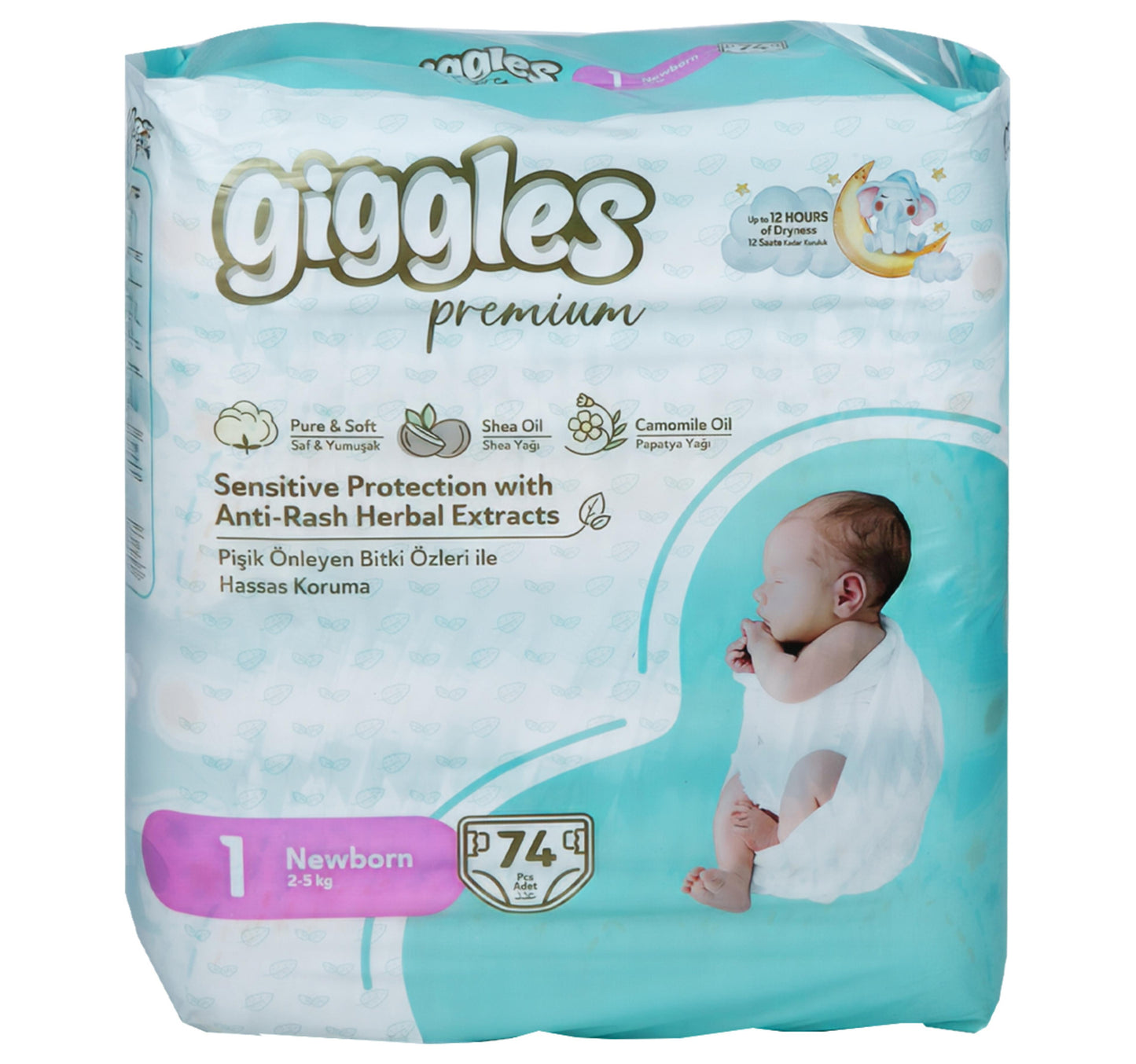 Giggles Premium Newborn Baby Diaper Size 1 2-5 kg 74 pcs