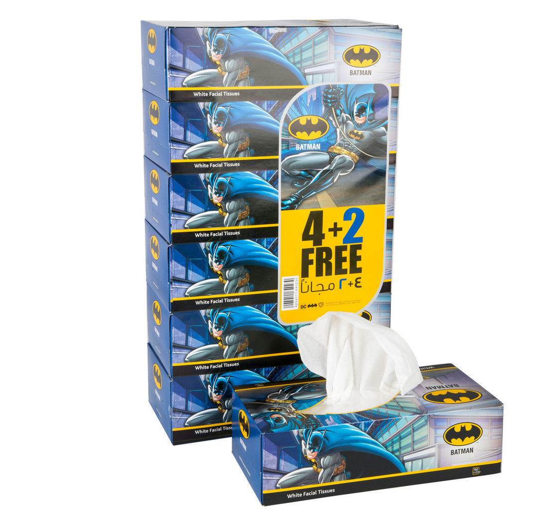 Batman White Facial Tissue Blue 2ply 150 Sheets 4+2