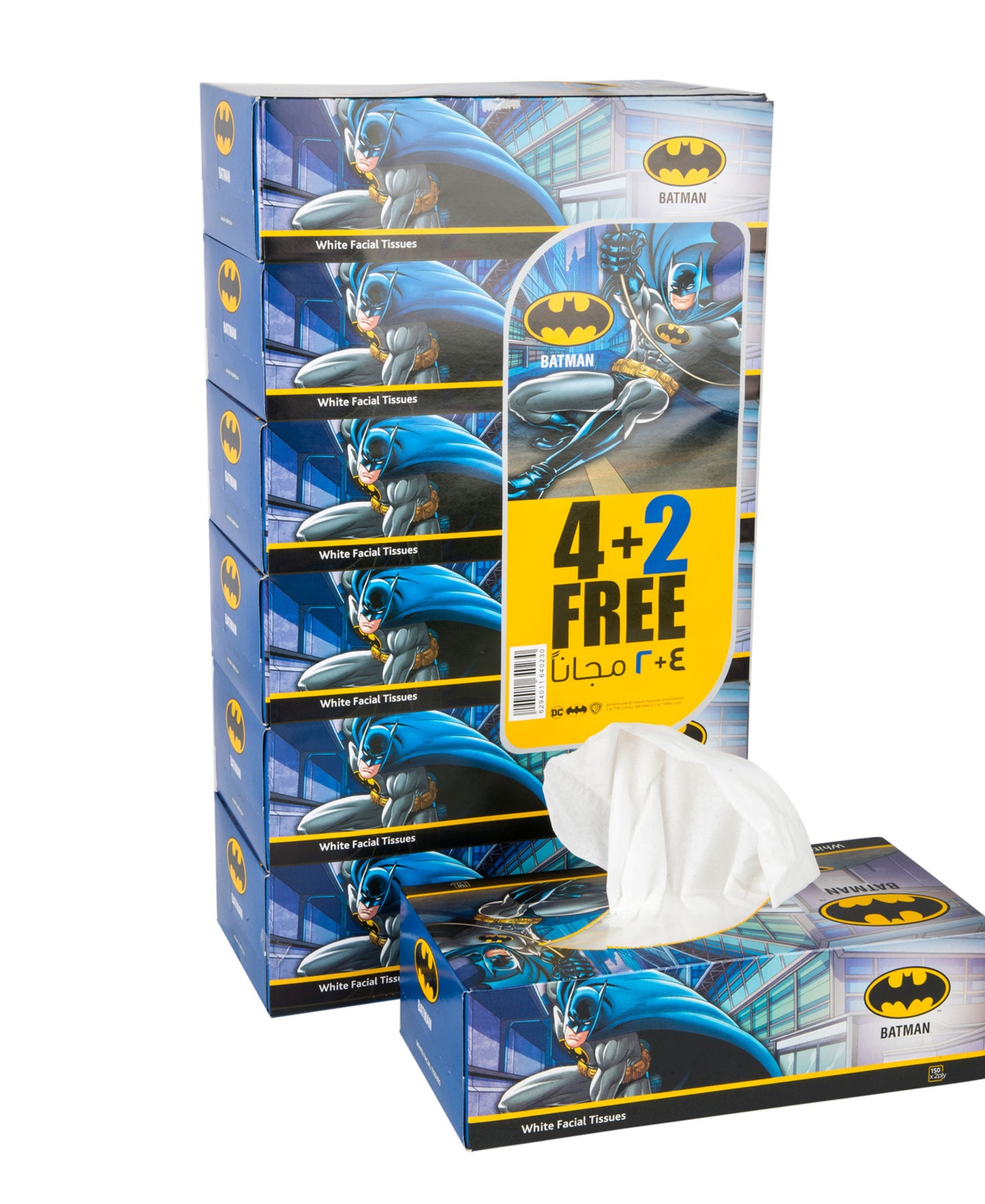 Batman White Facial Tissue Blue 2ply 150 Sheets 4+2