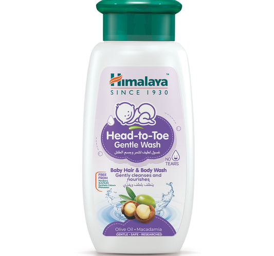 غسول هيمالايا اللطيف للشعر والجسم للأطفال من الرأس إلى القدمين بزيت الزيتون والمكاديميا 200 مل
