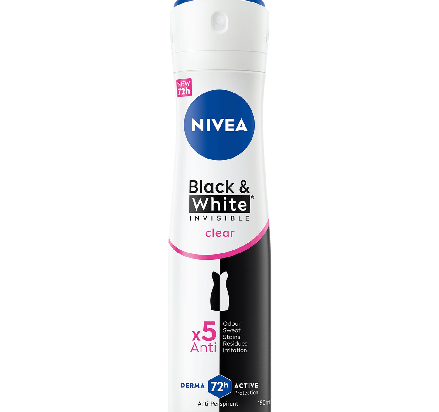 Nivea Black & White Invisible Antiperspirant Deodorant Spray for Women Clear 72H Active Protection 150 ml