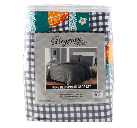 Regency King Bed Spread 220 x 240cm 3pcs Set Assorted