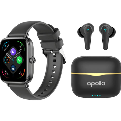 X.Cell Apollo W5 Smartwatch, 1.85 inches, Black + X.Cell Apollo A7 True Wireless Earbuds, Black