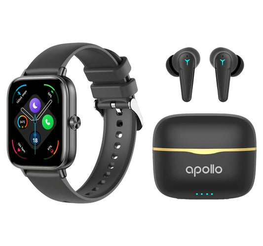 X.Cell Apollo W5 Smartwatch, 1.85 inches, Black + X.Cell Apollo A7 True Wireless Earbuds, Black