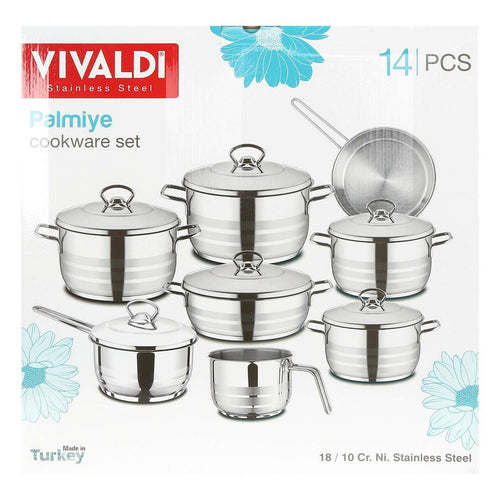 Vivaldi Stainless Steel Cookware Set 14pcs 0725 Made In Turkey