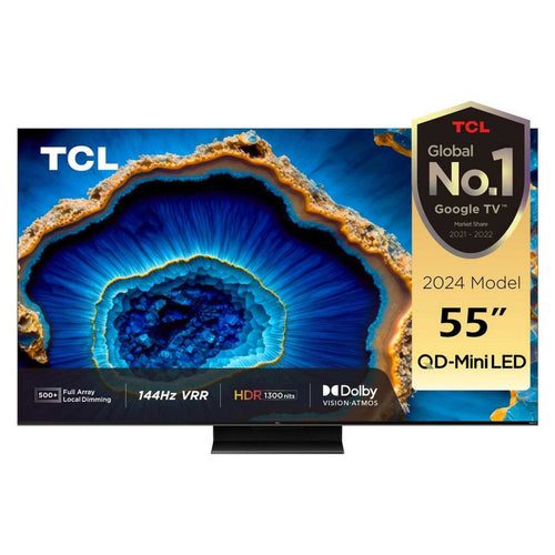 تلفزيون TCL 55 بوصة 4K Google Smart QD Series Mini LED، 55C755