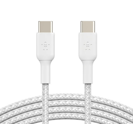 Belkin BoostCharge Braided USB-C to USB-C Cable, 1 m, White, CAB004BT Lulu Hypermarket