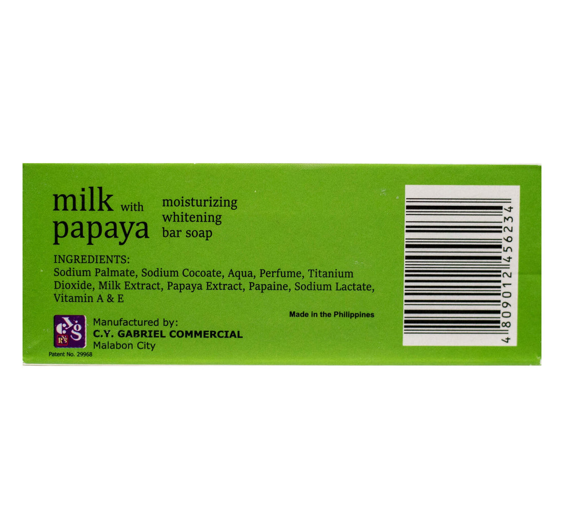 CY Gabriel Milk with Papaya Moisturizing Whitening Bar Soap 135 g