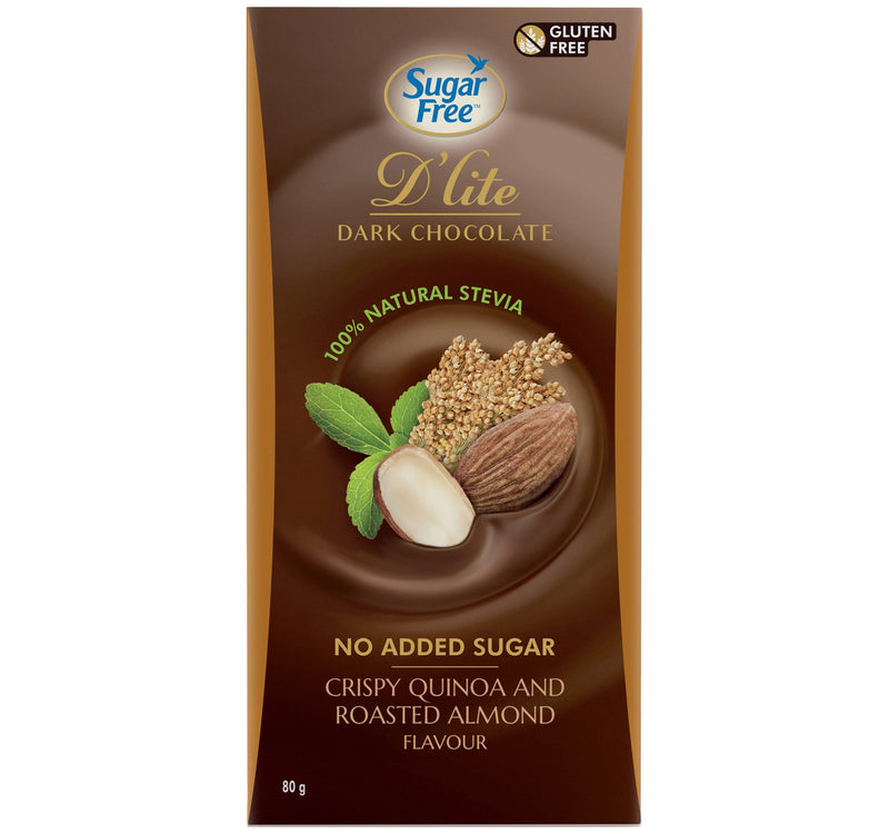 Sugar Free D'lite Crispy Quinoa & Roasted Almond Dark Chocolate 80 g Lulu Hypermarket