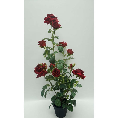 Maple Leaf Artificial Rose Plant With Pot 95cm 9145 Assorted